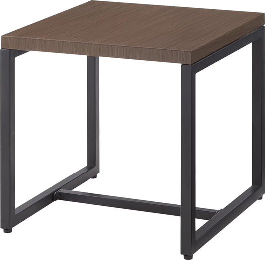 Rilyson Patio Tables Outdoor Coffee Table - Steel Side Tables End Table for Proch Deck Balcony Garden Squre Brown Tabletop