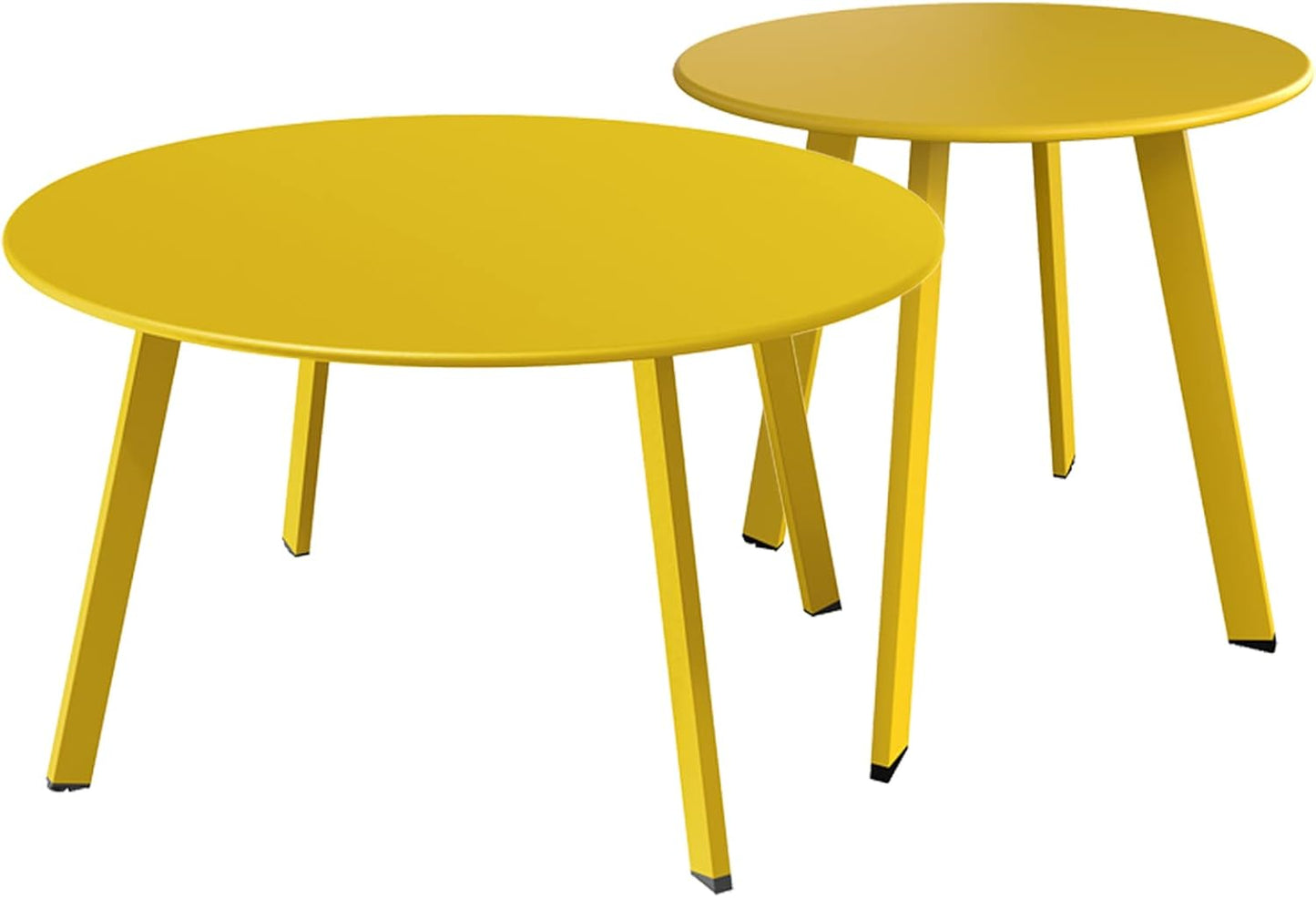 Grand patio Round Steel Patio Coffee Table Weather Resistant Nesting Tables Including One Large Side Table and One Small End Table, (Red, 2PC)