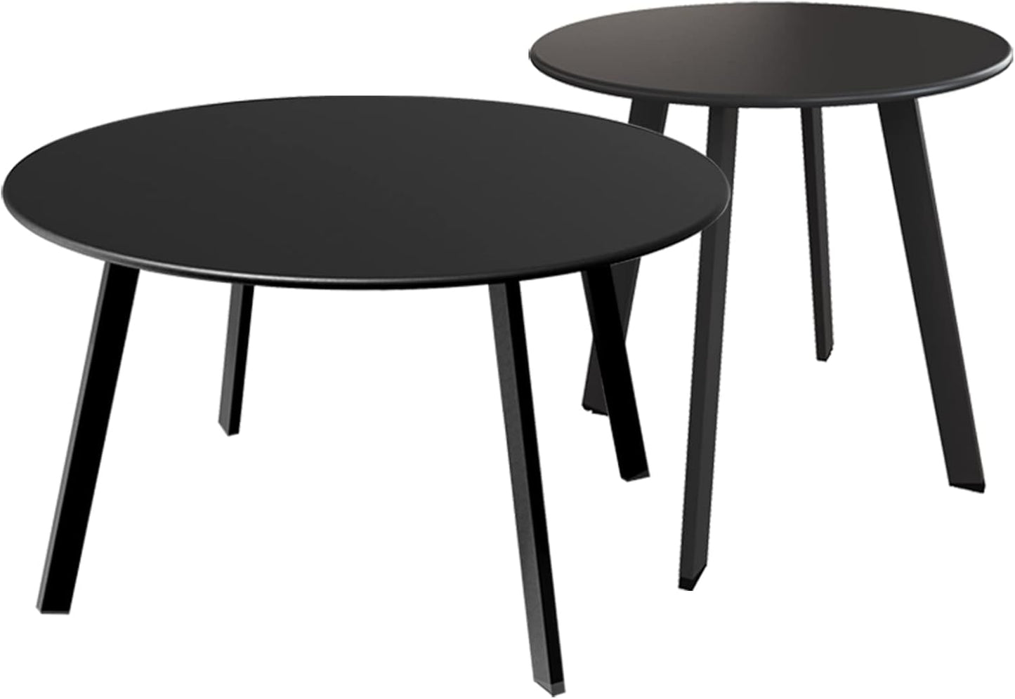 Grand patio Round Steel Patio Coffee Table Weather Resistant Nesting Tables Including One Large Side Table and One Small End Table, (Red, 2PC)