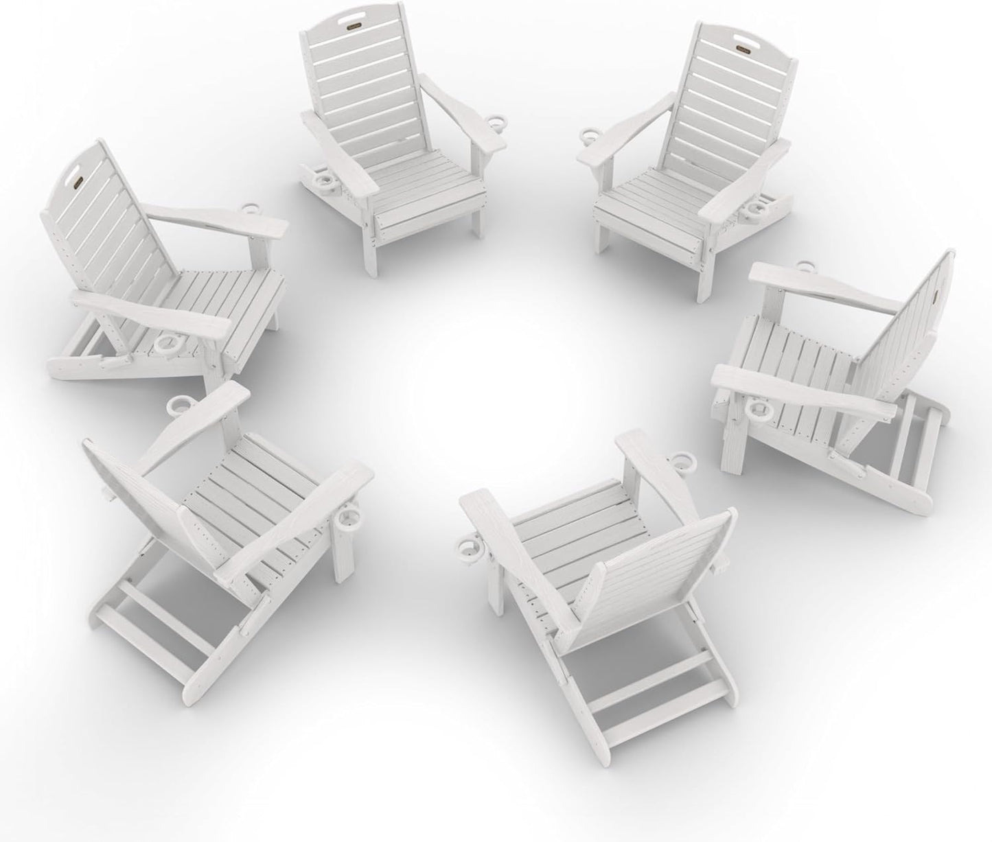 Adirondack Chair Folding HDPE Adirondack Chairs with Cup Holder, Outdoor Fire Pit Chairs All-Weather Lawn Chair for Deck Patio Garden (Grey)