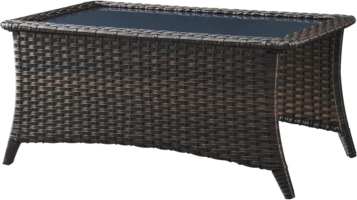 Rilyson Patio Tables Outdoor Coffee Table - Steel Side Tables End Table for Proch Deck Balcony Garden Squre Brown Tabletop