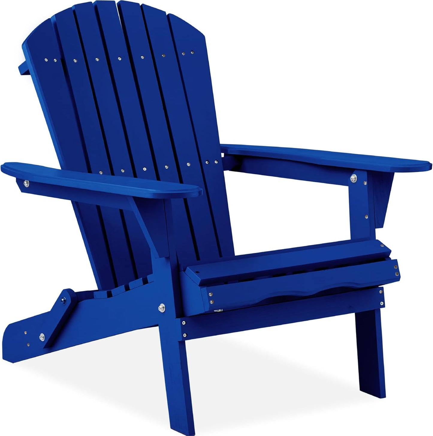 Best Choice Products Folding Adirondack Chair Outdoor Wooden Accent Furniture Fire Pit Lounge Chairs for Yard, Garden, Patio w/ 350lb Weight Capacity - Brown