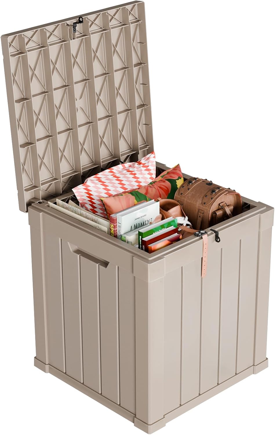 Outdoor Storage Box with Wheels – 75 Gallon Mobile Waterproof Resin Deck Box, Lockable Storage for Patio Cushions, Garden Tools, Pool Accessories – UV-Resistant Storage Bench for Backyard & Deck
