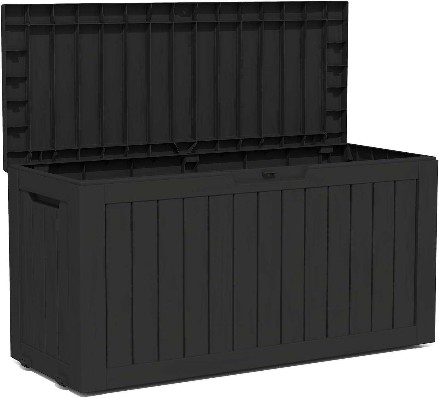 TARKARI 320 Gallon Lockable Resin Deck Box, Waterproof & UV-Resistant Outdoor Storage Box for Outdoor Cushion Storage, Garden Tools & Pool Accessories Storage, Black