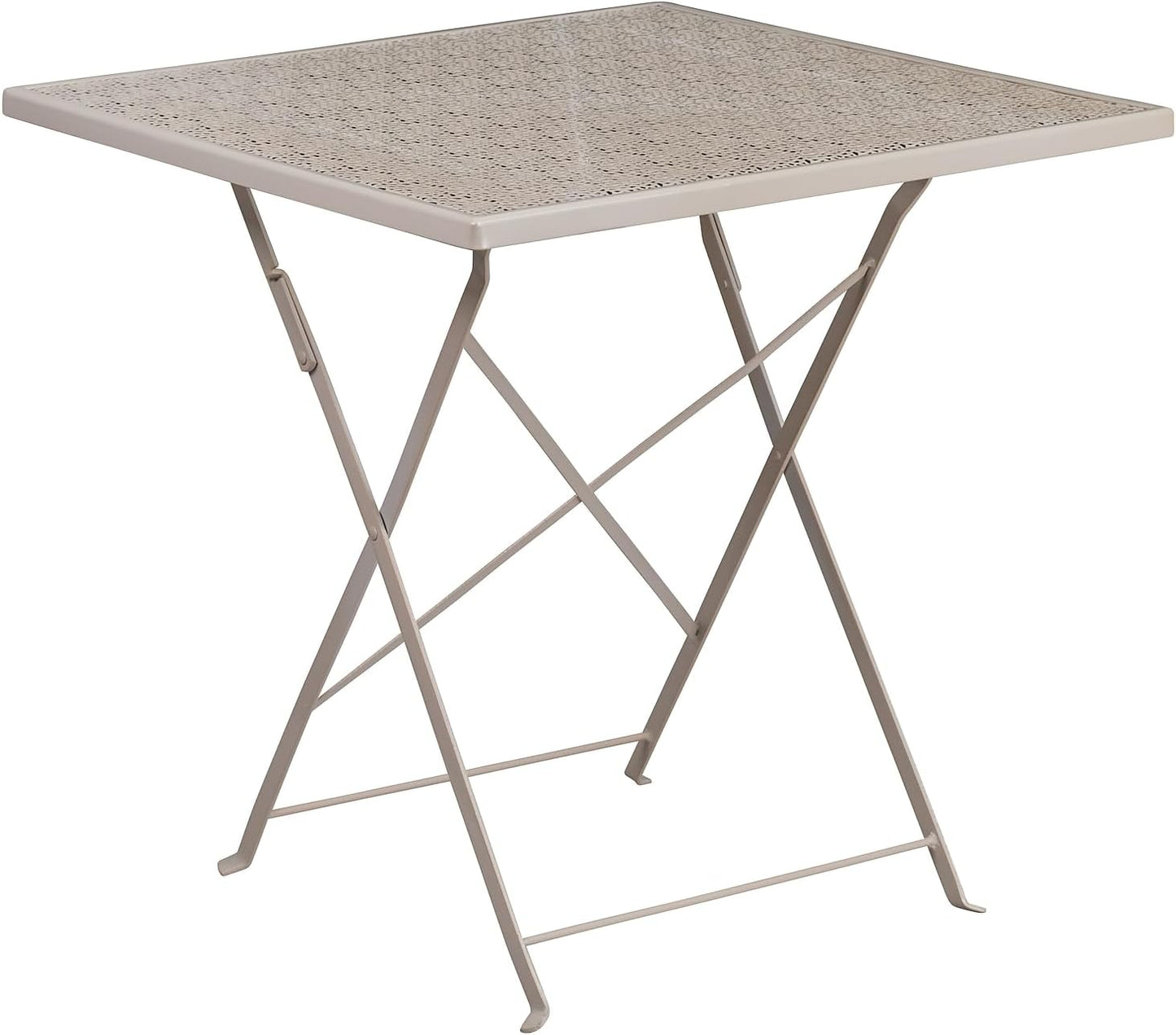 Flash Furniture Oia Commercial Grade 28" Square Black Indoor-Outdoor Steel Folding Patio Table