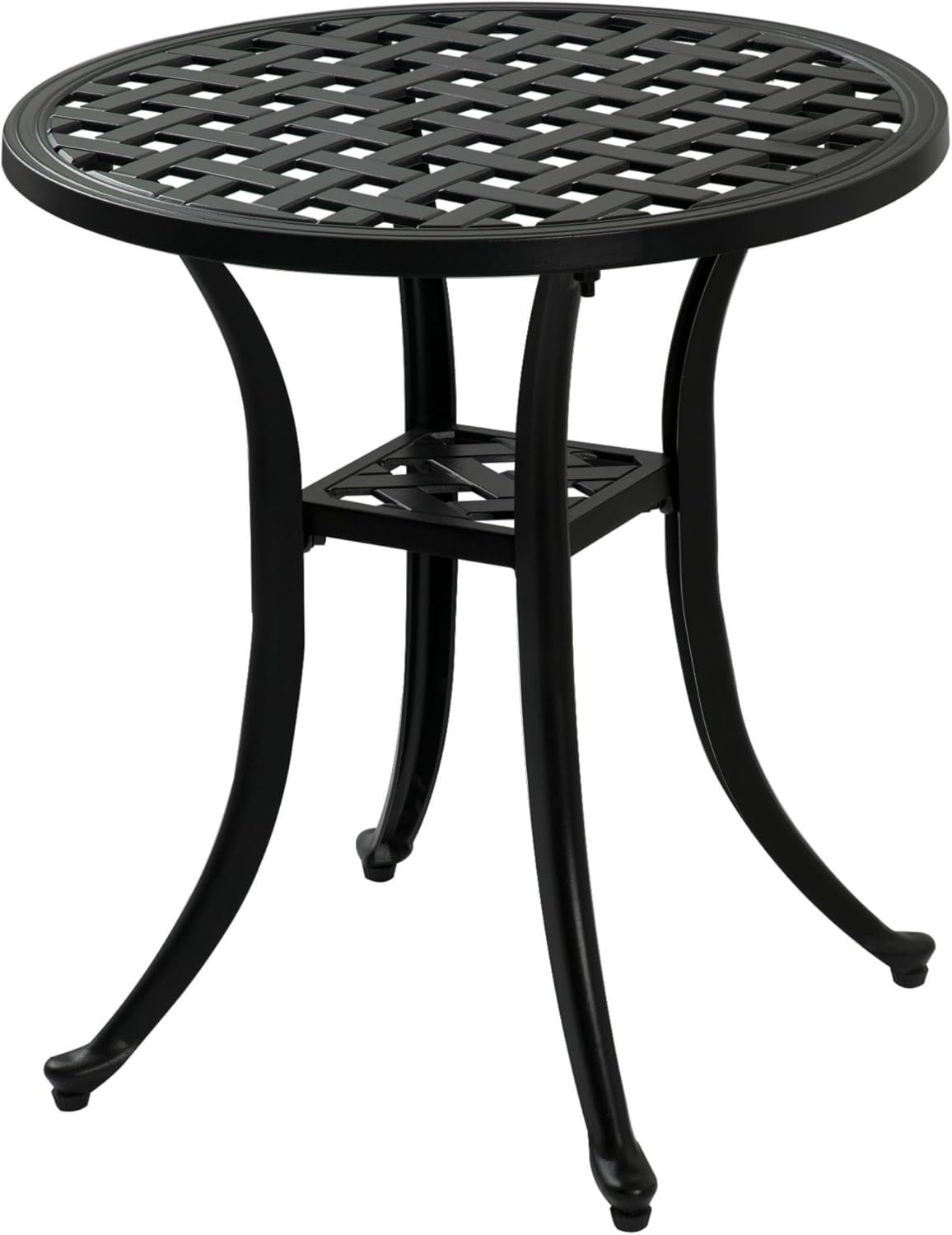Outdoor 19" Pack of 2 Cast Aluminum Round Side Table End Table for Patio, Backyard, Pool, Indoor Companion, Easy Maintenance and Weather Resistant, Black