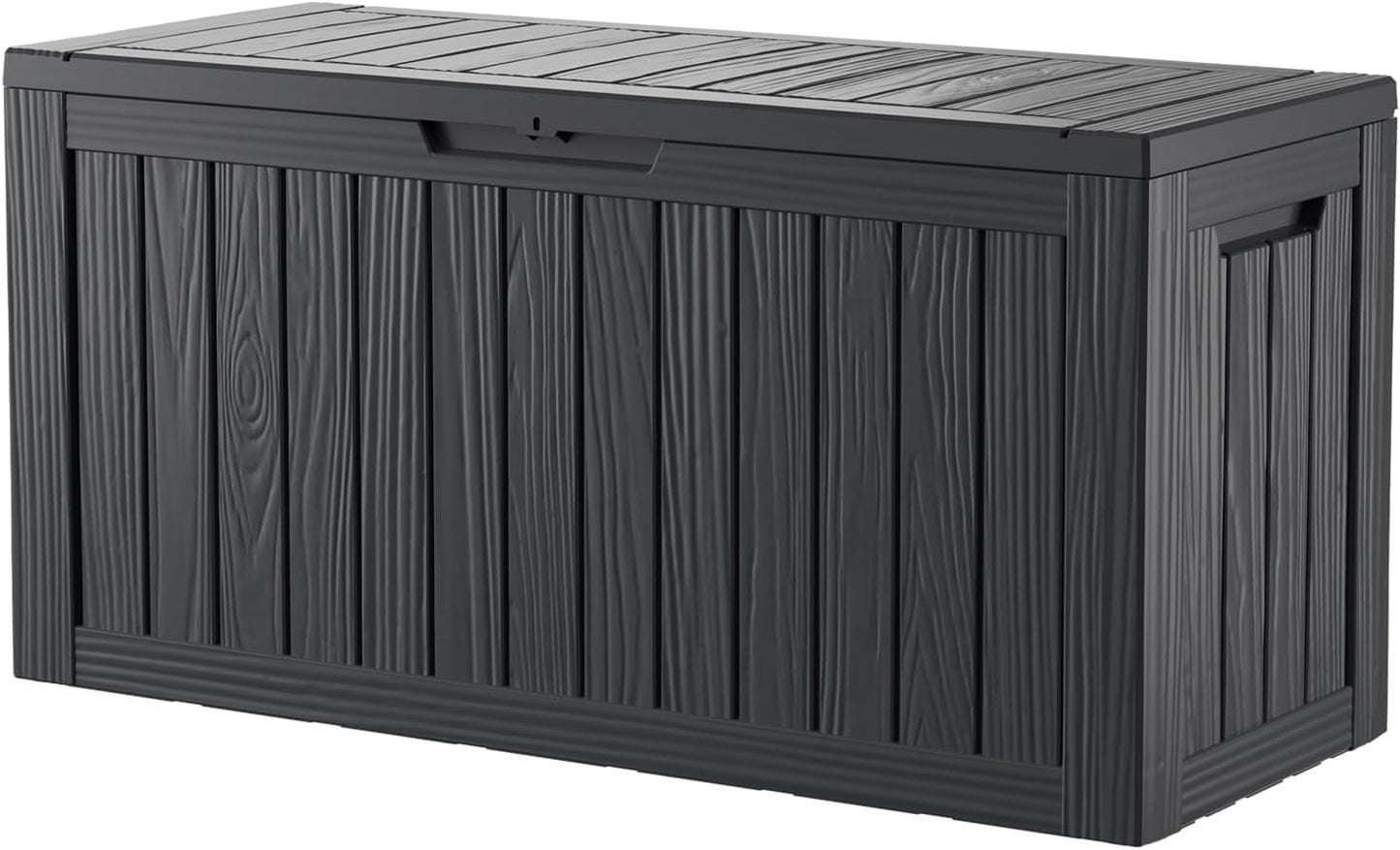 TARKARI 320 Gallon Lockable Resin Deck Box, Waterproof & UV-Resistant Outdoor Storage Box for Outdoor Cushion Storage, Garden Tools & Pool Accessories Storage, Black