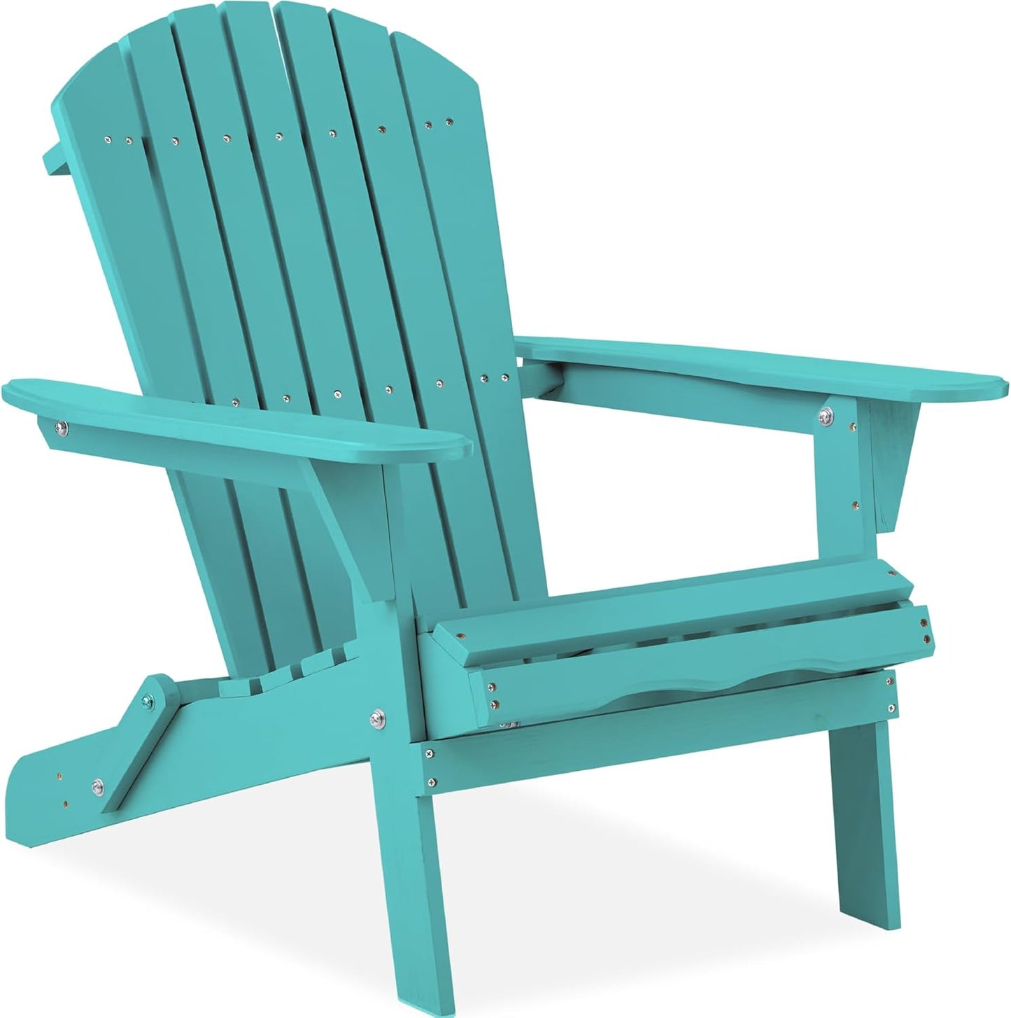 Best Choice Products Folding Adirondack Chair Outdoor Wooden Accent Furniture Fire Pit Lounge Chairs for Yard, Garden, Patio w/ 350lb Weight Capacity - Brown