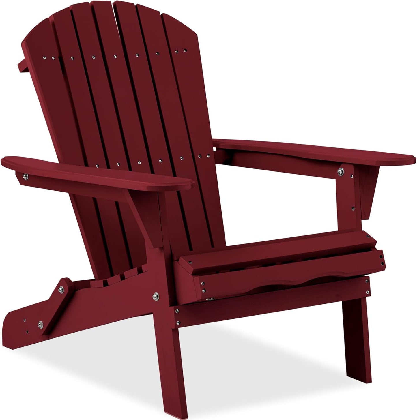 Best Choice Products Folding Adirondack Chair Outdoor Wooden Accent Furniture Fire Pit Lounge Chairs for Yard, Garden, Patio w/ 350lb Weight Capacity - Brown