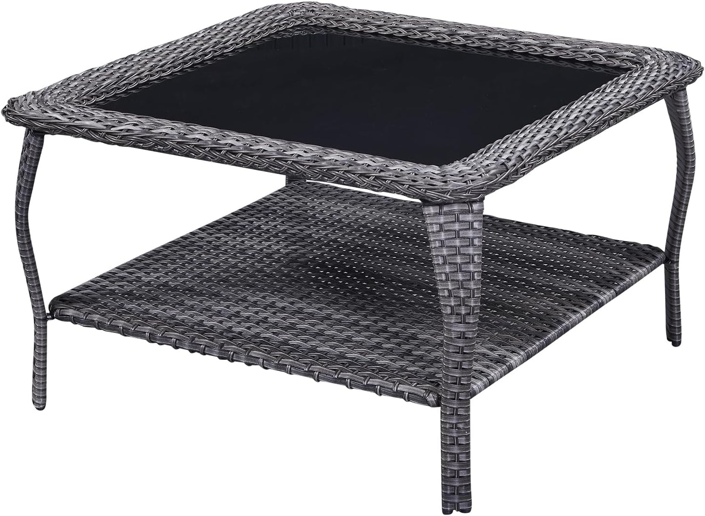 Rilyson Patio Tables Outdoor Coffee Table - Steel Side Tables End Table for Proch Deck Balcony Garden Squre Brown Tabletop
