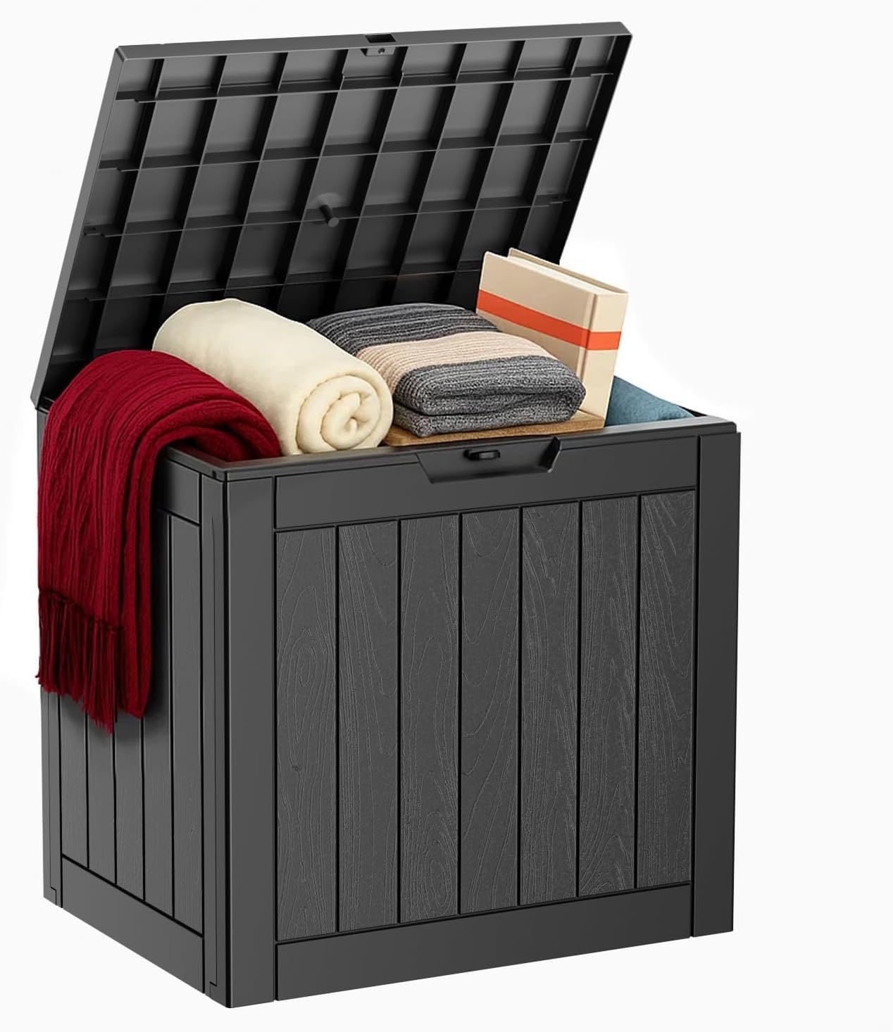 Outdoor Storage Box with Wheels – 75 Gallon Mobile Waterproof Resin Deck Box, Lockable Storage for Patio Cushions, Garden Tools, Pool Accessories – UV-Resistant Storage Bench for Backyard & Deck