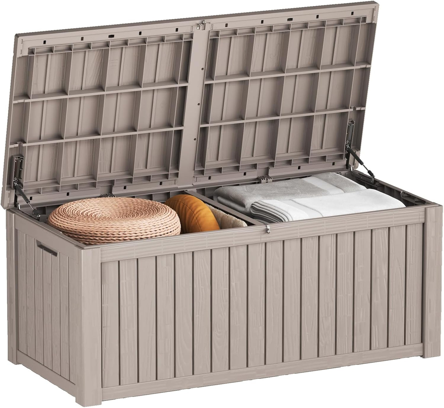 150 Gallon Outdoor Storage Box Waterproof Lockable Resin Deck Box Large, Patio Storage Bin for Pool Accessories Cushion Furniture, Garden Tools, UV-Resistant Outside Delivery Black