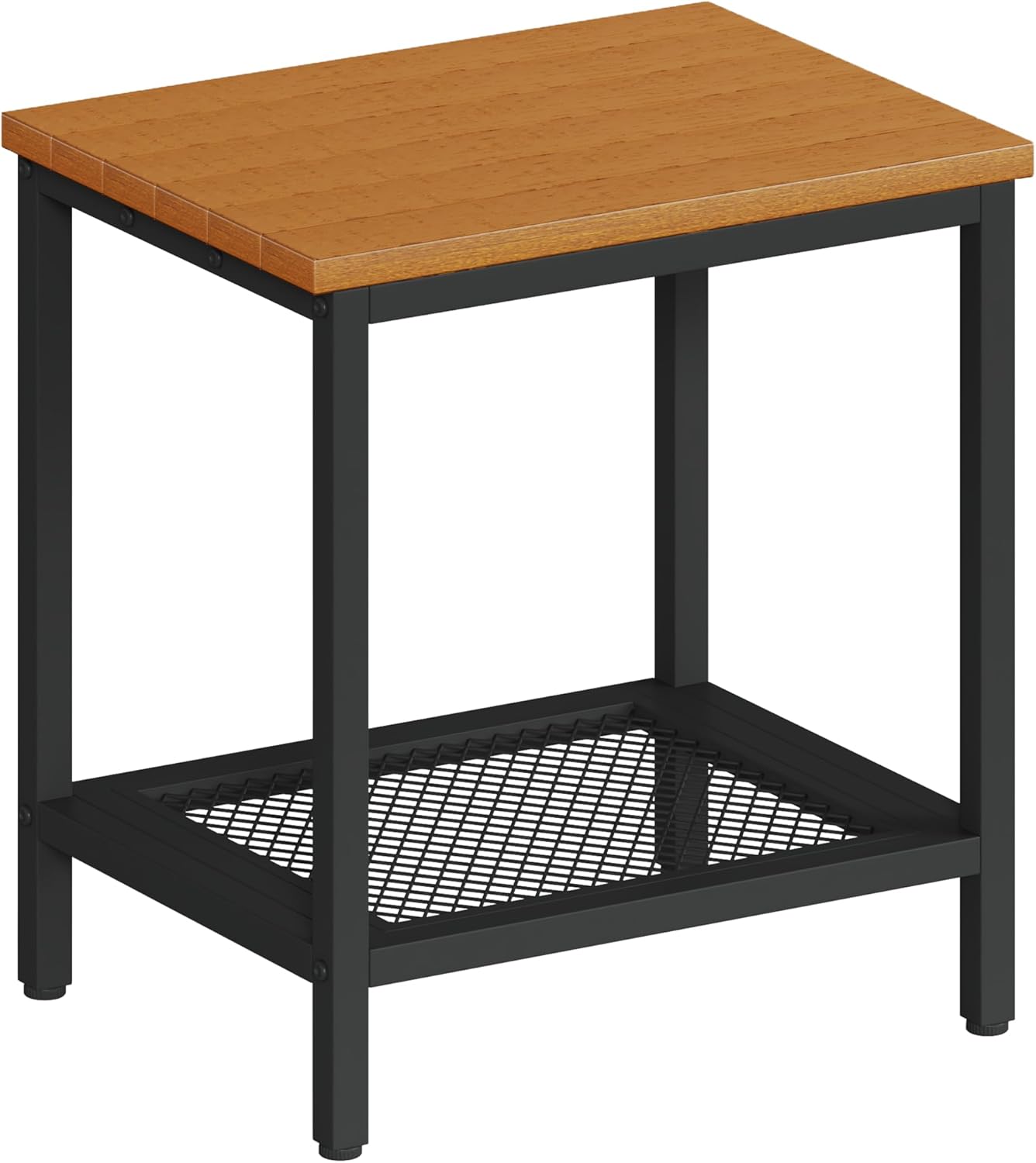 Rectangular Outdoor Side Table with Storage, 2-Tier Patio End Table Weather Resistant, Black Outdoor Accent Table, Small Porch Tables for Pool, Deck, Garden (Black 2PC)