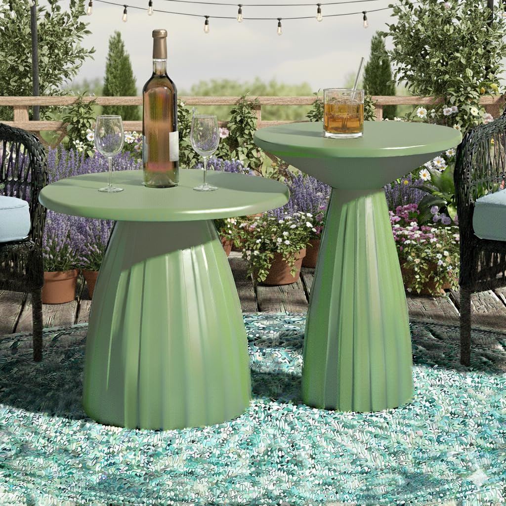 Round Metal Patio Outdoor Side Table, Steel Outdoor Accent Table, Black Small End Table Patio Furniture, for Garden, Pool, Yard, Balcony, Living Room, Deck, Weather Resistant, No Assembly