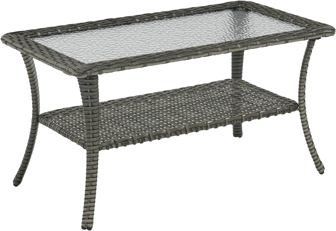 Rilyson Patio Tables Outdoor Coffee Table - Steel Side Tables End Table for Proch Deck Balcony Garden Squre Brown Tabletop