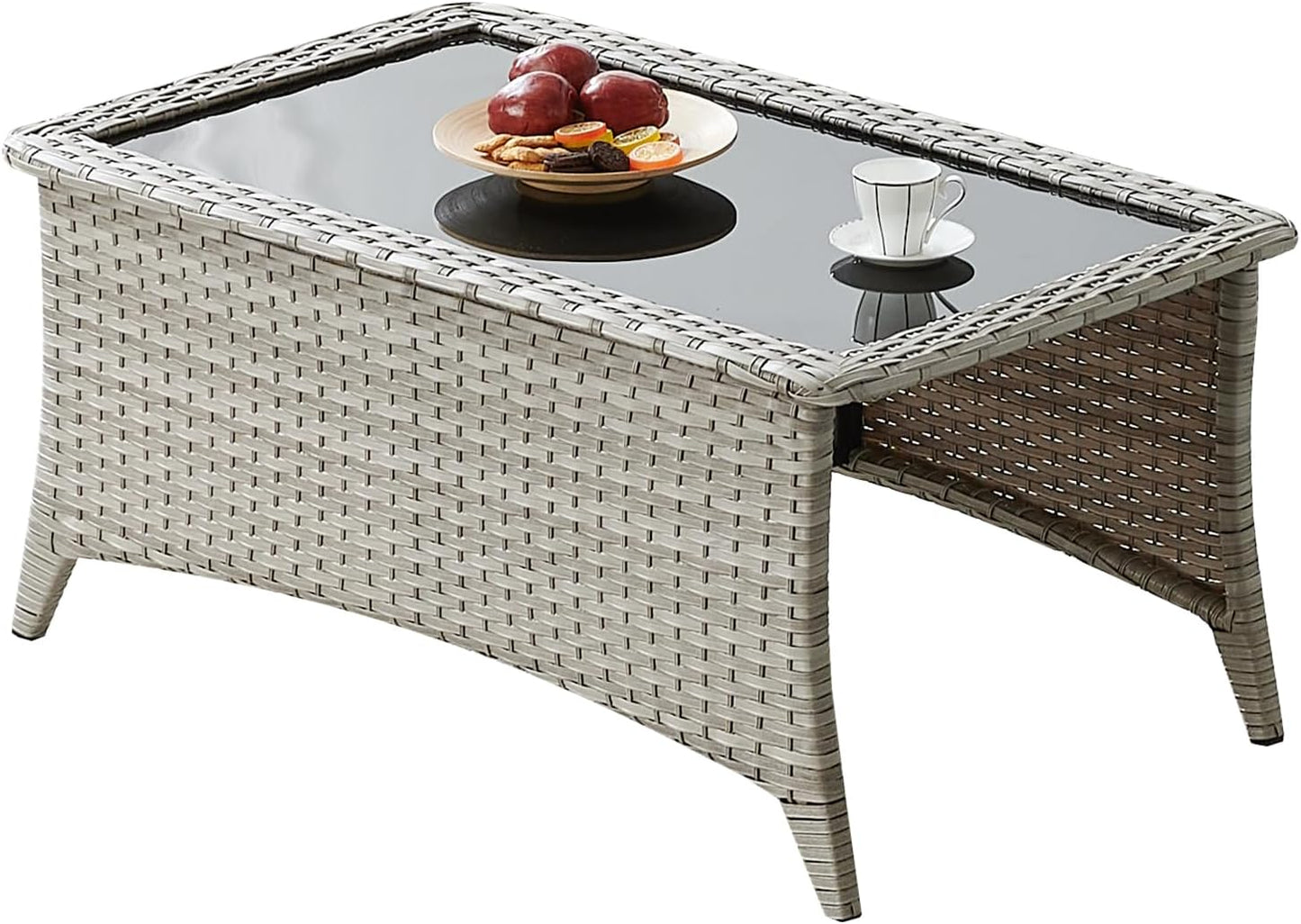 Rilyson Patio Tables Outdoor Coffee Table - Steel Side Tables End Table for Proch Deck Balcony Garden Squre Brown Tabletop