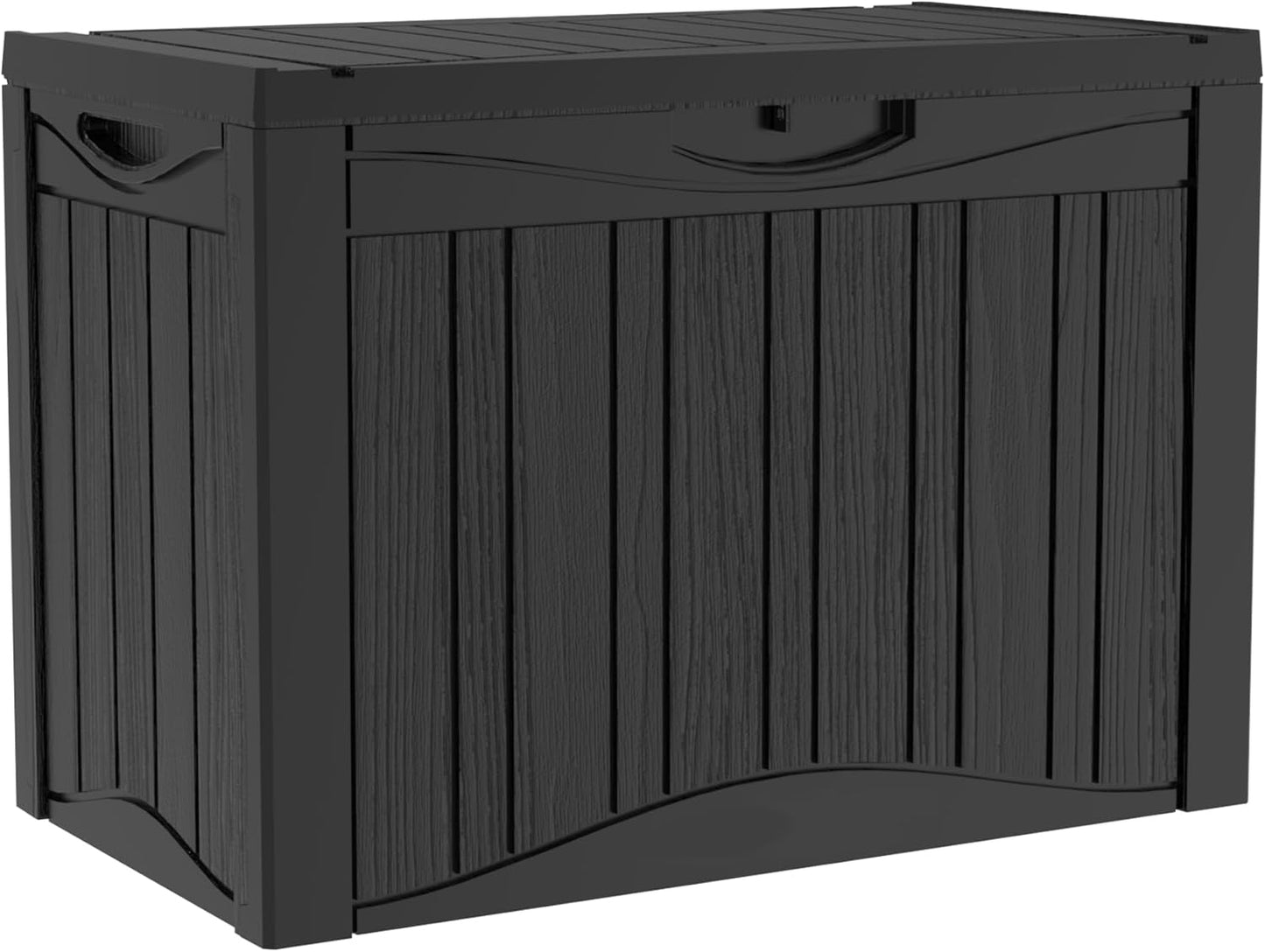 TARKARI 320 Gallon Lockable Resin Deck Box, Waterproof & UV-Resistant Outdoor Storage Box for Outdoor Cushion Storage, Garden Tools & Pool Accessories Storage, Black