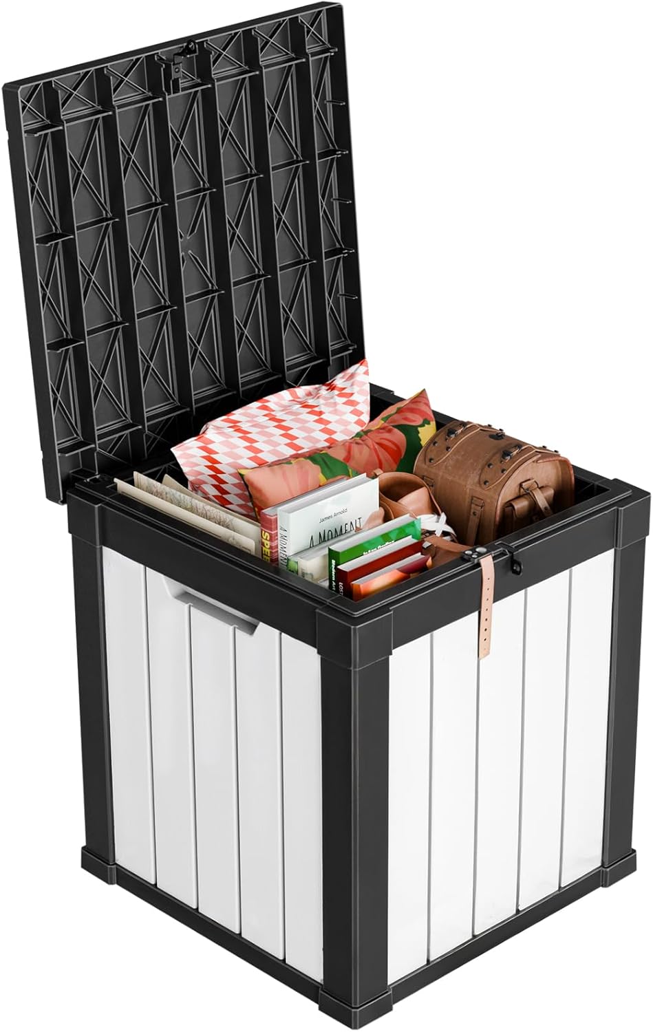 Outdoor Storage Box with Wheels – 75 Gallon Mobile Waterproof Resin Deck Box, Lockable Storage for Patio Cushions, Garden Tools, Pool Accessories – UV-Resistant Storage Bench for Backyard & Deck