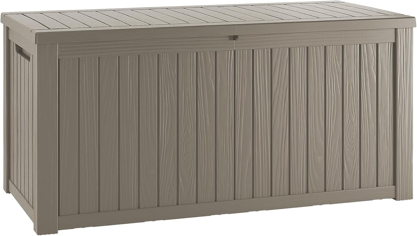 150 Gallon Outdoor Storage Box Waterproof Lockable Resin Deck Box Large, Patio Storage Bin for Pool Accessories Cushion Furniture, Garden Tools, UV-Resistant Outside Delivery Black