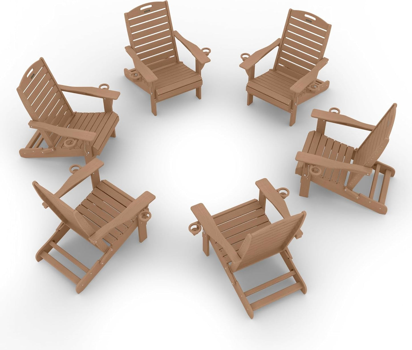 Adirondack Chair Folding HDPE Adirondack Chairs with Cup Holder, Outdoor Fire Pit Chairs All-Weather Lawn Chair for Deck Patio Garden (Grey)