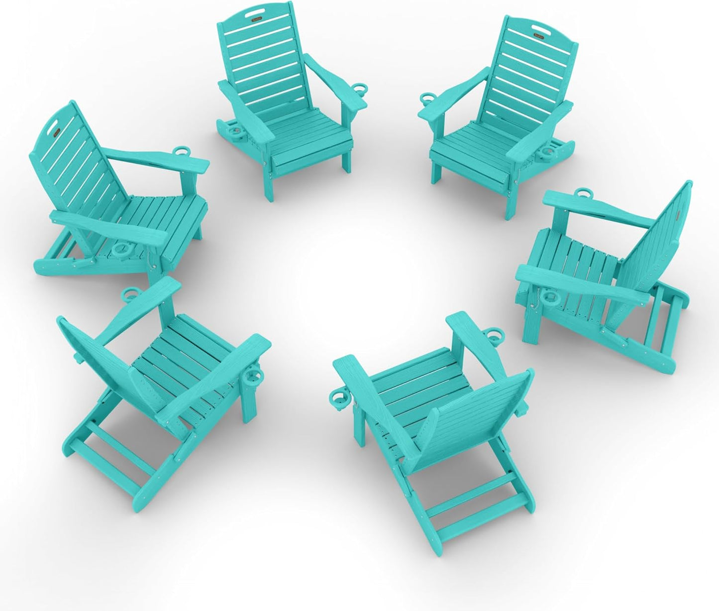 Adirondack Chair Folding HDPE Adirondack Chairs with Cup Holder, Outdoor Fire Pit Chairs All-Weather Lawn Chair for Deck Patio Garden (Grey)