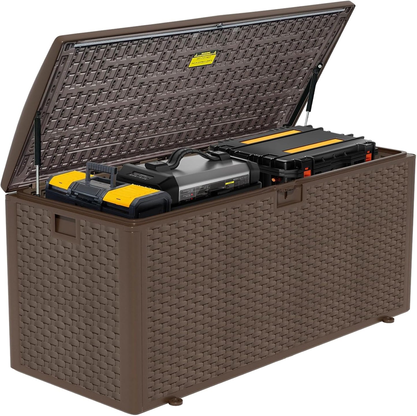 TARKARI 320 Gallon Lockable Resin Deck Box, Waterproof & UV-Resistant Outdoor Storage Box for Outdoor Cushion Storage, Garden Tools & Pool Accessories Storage, Black