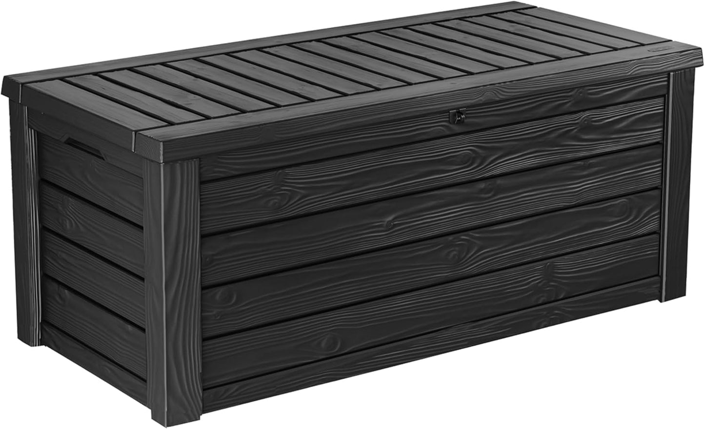 Keter Westwood 150 Gallon Deck Box Organizer, Doubles as 2-Person Bench Seat, Brown – Large Resin Outdoor Storage and Seating with Lockable Lid for Garden, Pool, and Patio