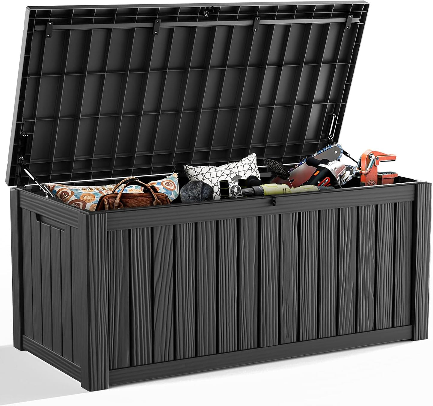 Outdoor Storage Box with Wheels – 75 Gallon Mobile Waterproof Resin Deck Box, Lockable Storage for Patio Cushions, Garden Tools, Pool Accessories – UV-Resistant Storage Bench for Backyard & Deck