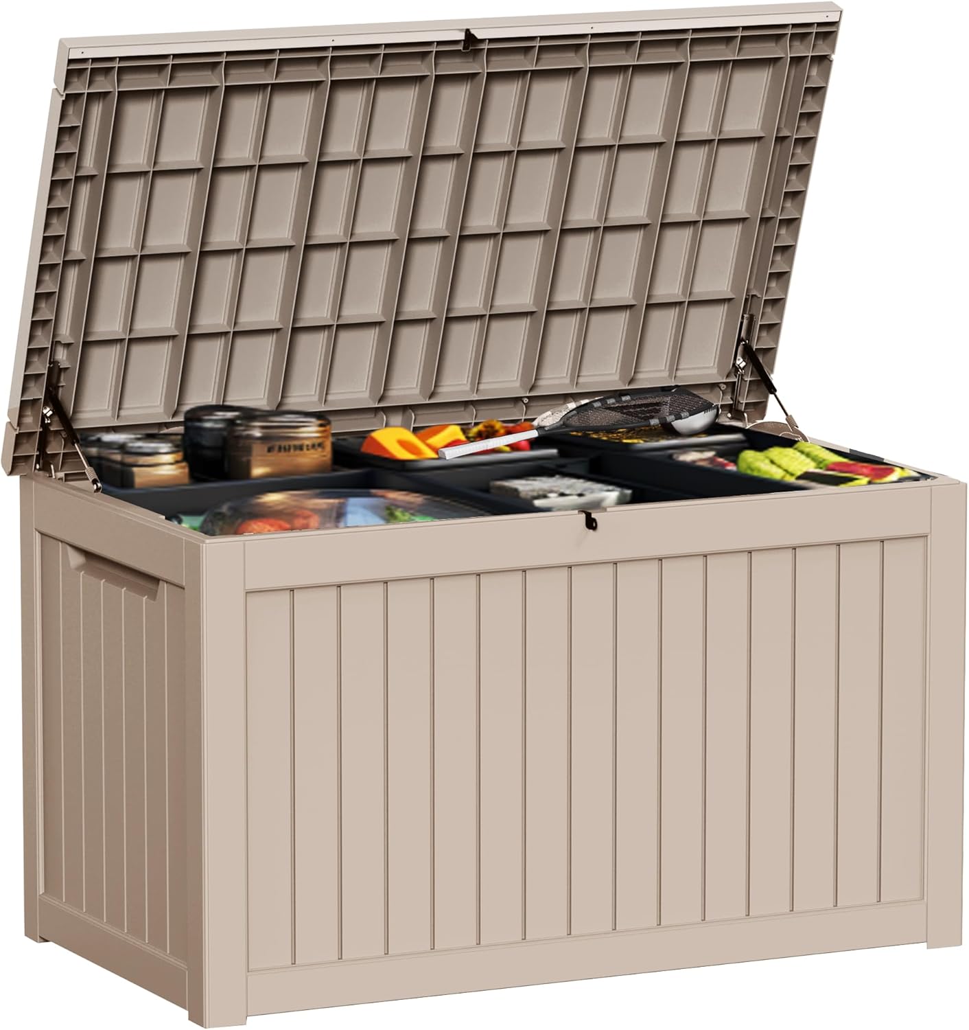 Outdoor Storage Box with Wheels – 75 Gallon Mobile Waterproof Resin Deck Box, Lockable Storage for Patio Cushions, Garden Tools, Pool Accessories – UV-Resistant Storage Bench for Backyard & Deck
