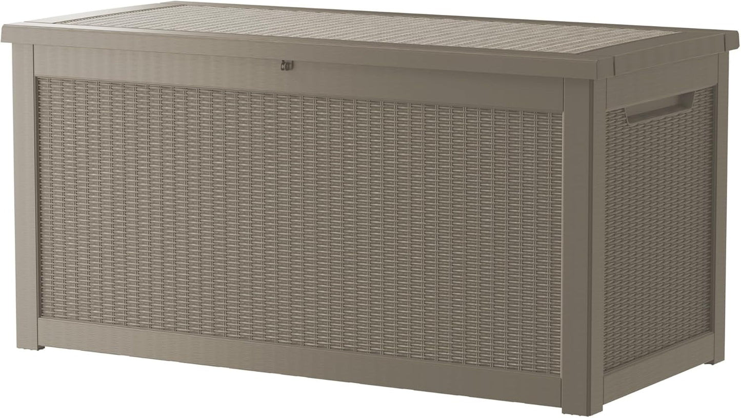 150 Gallon Outdoor Storage Box Waterproof Lockable Resin Deck Box Large, Patio Storage Bin for Pool Accessories Cushion Furniture, Garden Tools, UV-Resistant Outside Delivery Black