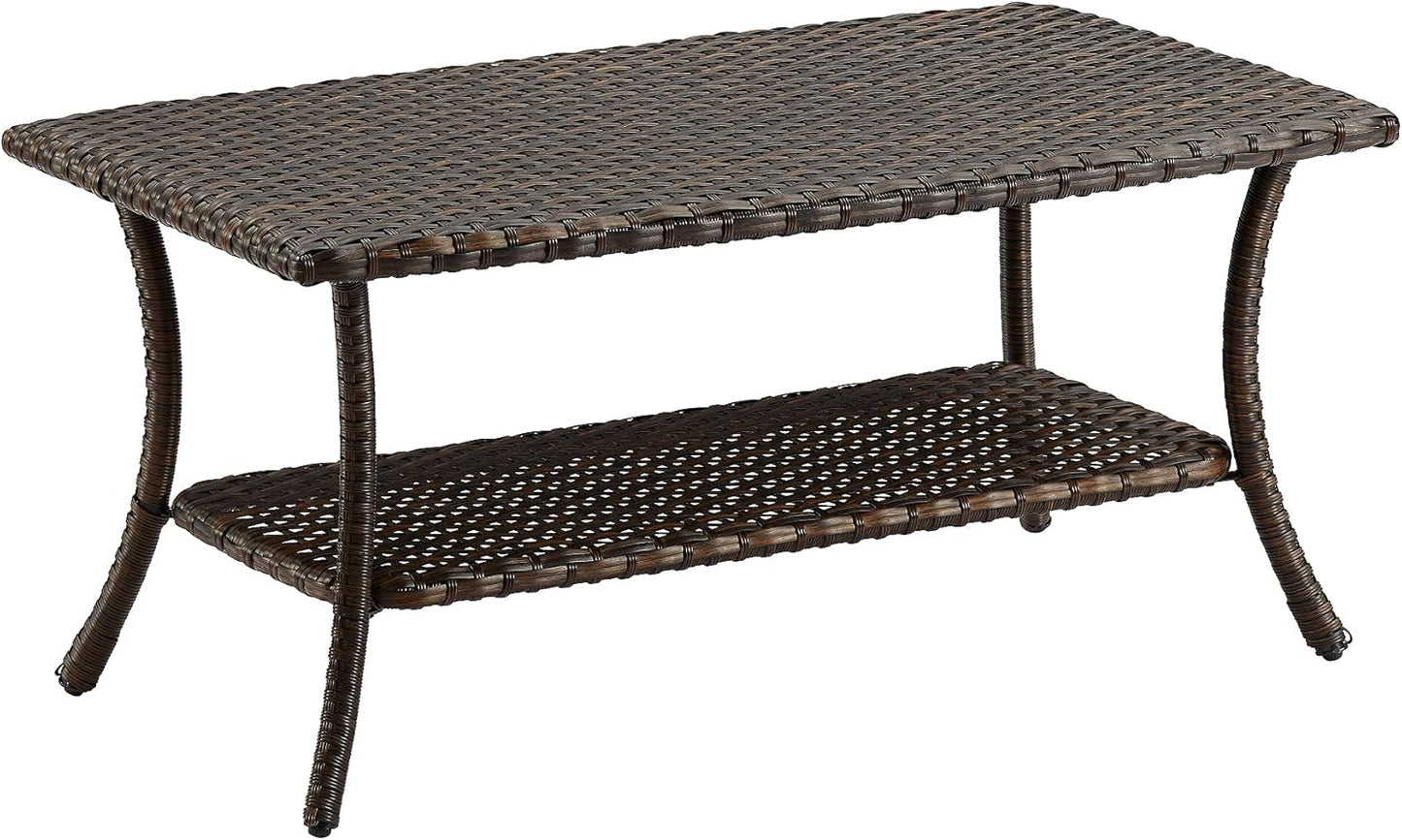 Rilyson Patio Tables Outdoor Coffee Table - Steel Side Tables End Table for Proch Deck Balcony Garden Squre Brown Tabletop