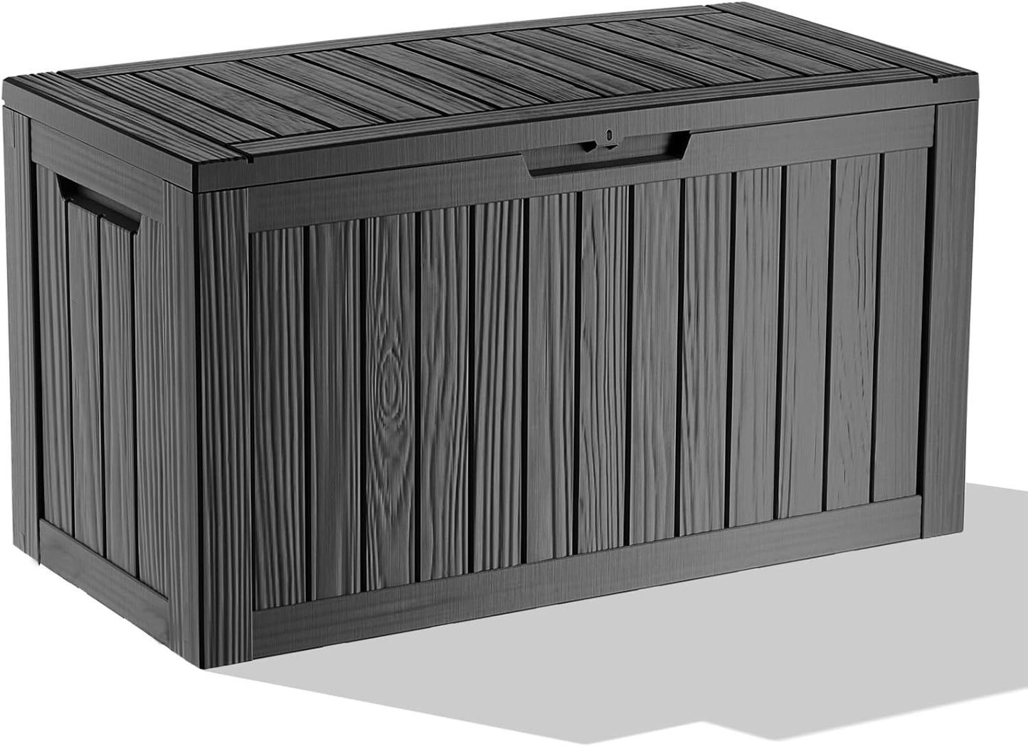 Outdoor Storage Box with Wheels – 75 Gallon Mobile Waterproof Resin Deck Box, Lockable Storage for Patio Cushions, Garden Tools, Pool Accessories – UV-Resistant Storage Bench for Backyard & Deck