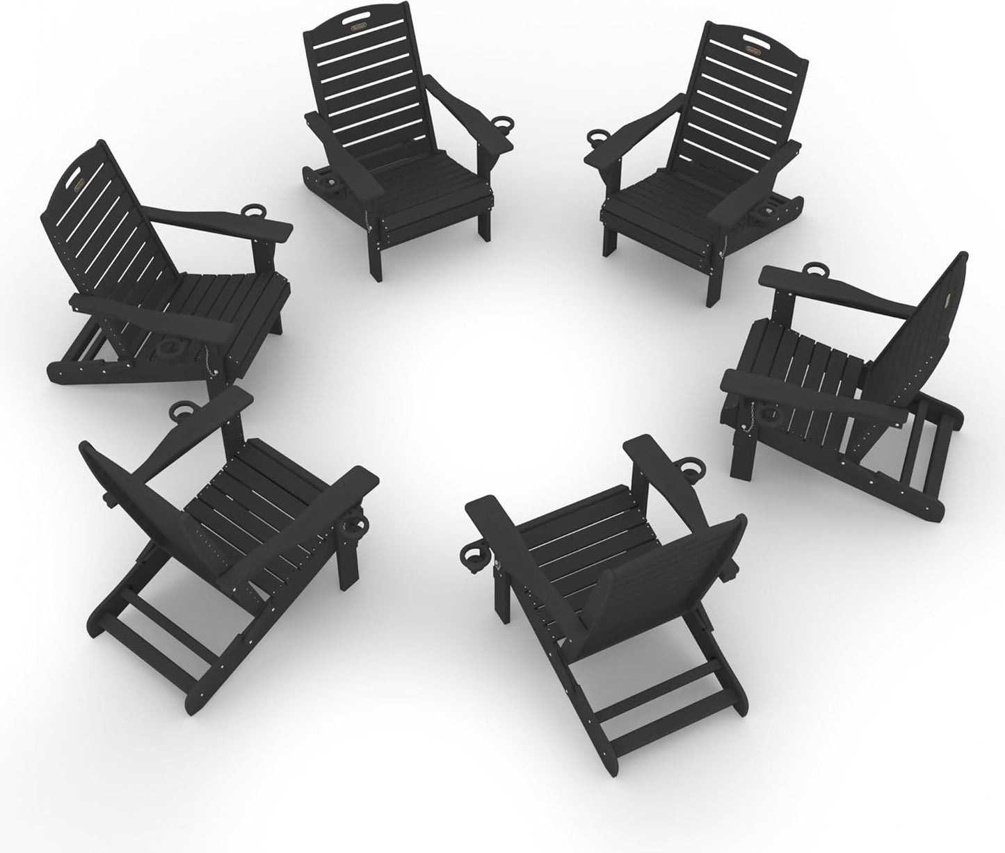 Adirondack Chair Folding HDPE Adirondack Chairs with Cup Holder, Outdoor Fire Pit Chairs All-Weather Lawn Chair for Deck Patio Garden (Grey)