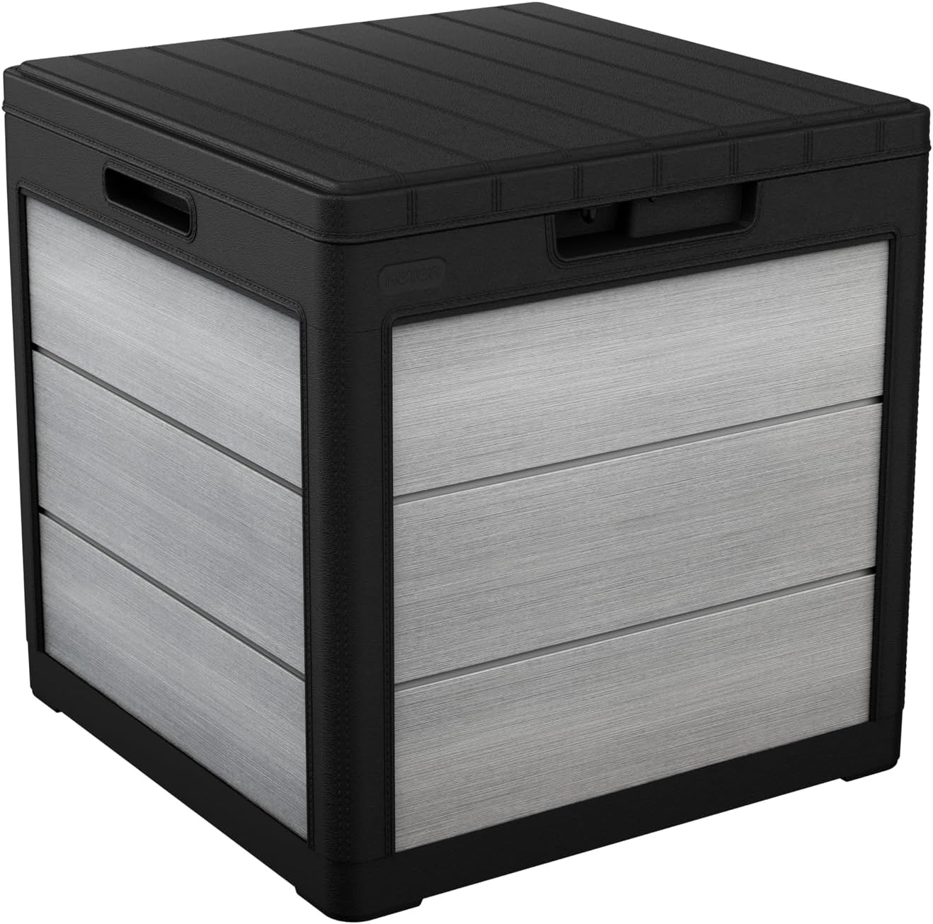 Keter Denali 200 Gallon Resin Large Deck Box with Double Wall 20mm Panels - Paintable and Drillable-Organization and Storage for Patio Furniture and Outdoor Items, Grey & Black