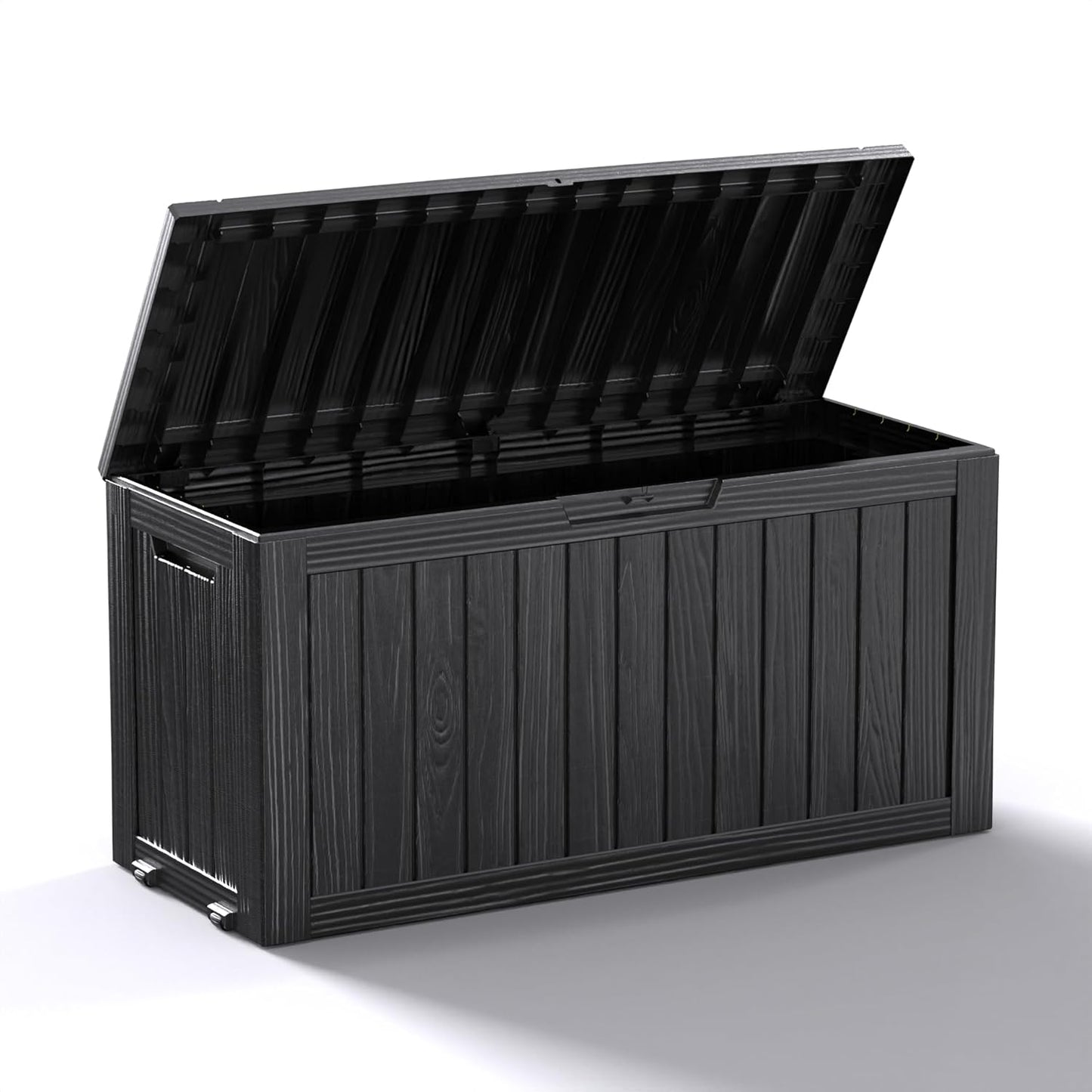 Outdoor Storage Box with Wheels – 75 Gallon Mobile Waterproof Resin Deck Box, Lockable Storage for Patio Cushions, Garden Tools, Pool Accessories – UV-Resistant Storage Bench for Backyard & Deck