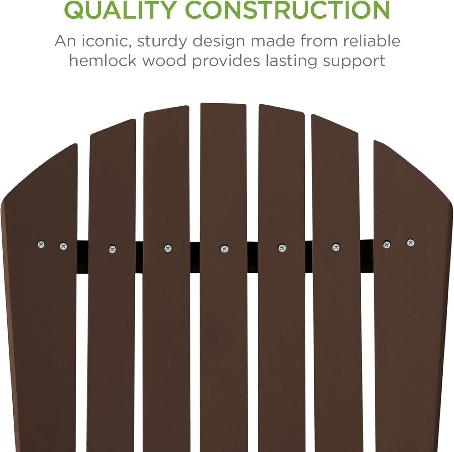 Best Choice Products Folding Adirondack Chair Outdoor Wooden Accent Furniture Fire Pit Lounge Chairs for Yard, Garden, Patio w/ 350lb Weight Capacity - Brown