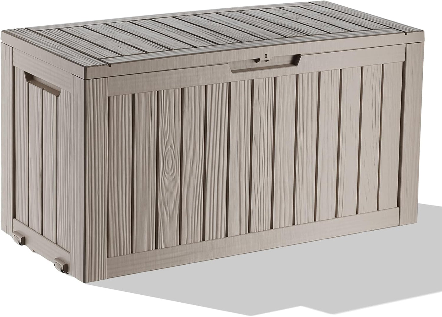 Outdoor Storage Box with Wheels – 75 Gallon Mobile Waterproof Resin Deck Box, Lockable Storage for Patio Cushions, Garden Tools, Pool Accessories – UV-Resistant Storage Bench for Backyard & Deck