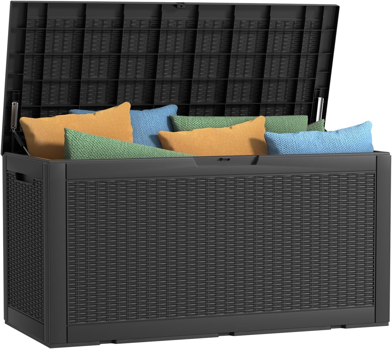 Outdoor Storage Box with Wheels – 75 Gallon Mobile Waterproof Resin Deck Box, Lockable Storage for Patio Cushions, Garden Tools, Pool Accessories – UV-Resistant Storage Bench for Backyard & Deck
