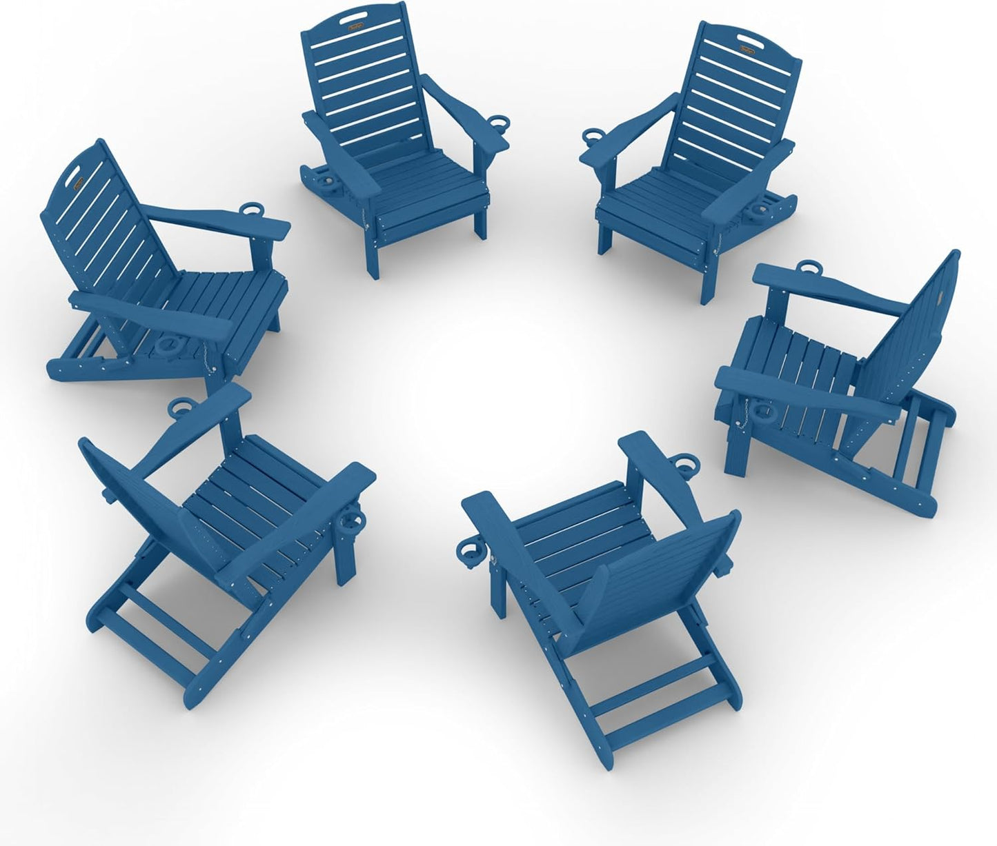 Adirondack Chair Folding HDPE Adirondack Chairs with Cup Holder, Outdoor Fire Pit Chairs All-Weather Lawn Chair for Deck Patio Garden (Grey)