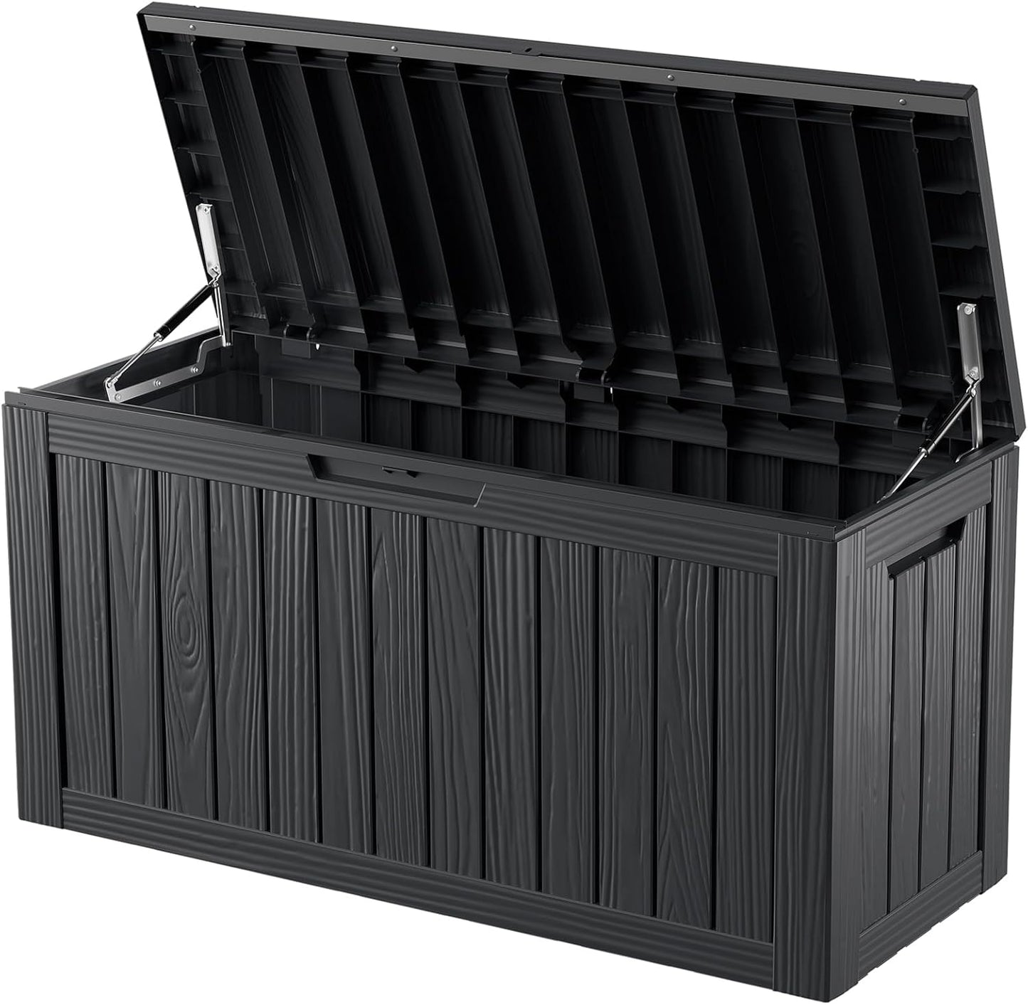 150 Gallon Outdoor Storage Box Waterproof Lockable Resin Deck Box Large, Patio Storage Bin for Pool Accessories Cushion Furniture, Garden Tools, UV-Resistant Outside Delivery Black