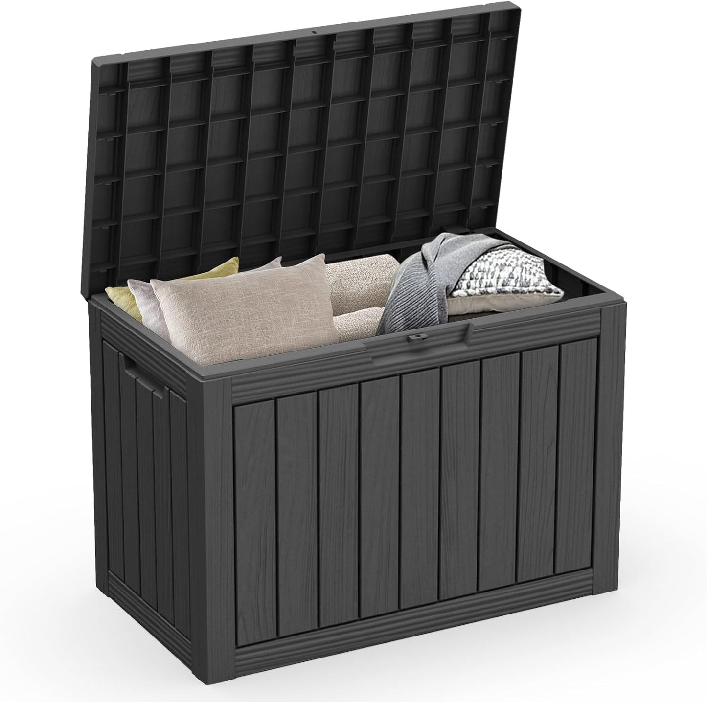 Outdoor Storage Box with Wheels – 75 Gallon Mobile Waterproof Resin Deck Box, Lockable Storage for Patio Cushions, Garden Tools, Pool Accessories – UV-Resistant Storage Bench for Backyard & Deck