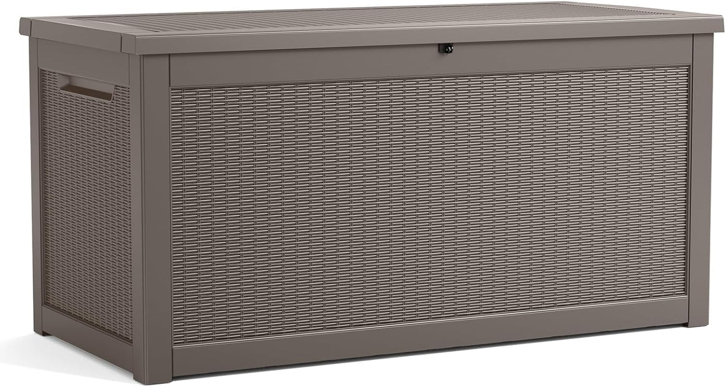 TARKARI 320 Gallon Lockable Resin Deck Box, Waterproof & UV-Resistant Outdoor Storage Box for Outdoor Cushion Storage, Garden Tools & Pool Accessories Storage, Black