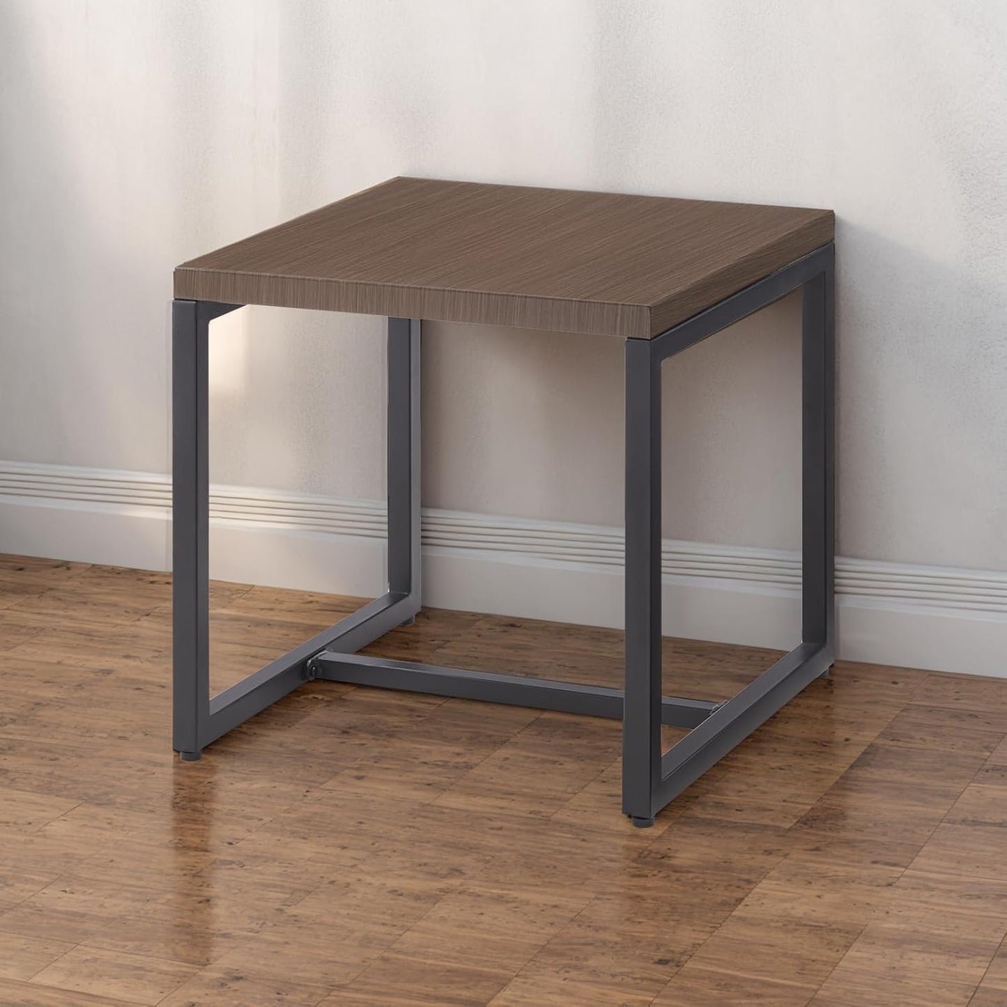 Rilyson Patio Tables Outdoor Coffee Table - Steel Side Tables End Table for Proch Deck Balcony Garden Squre Brown Tabletop
