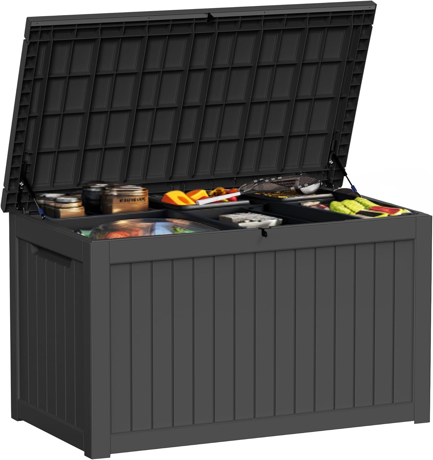 Outdoor Storage Box with Wheels – 75 Gallon Mobile Waterproof Resin Deck Box, Lockable Storage for Patio Cushions, Garden Tools, Pool Accessories – UV-Resistant Storage Bench for Backyard & Deck