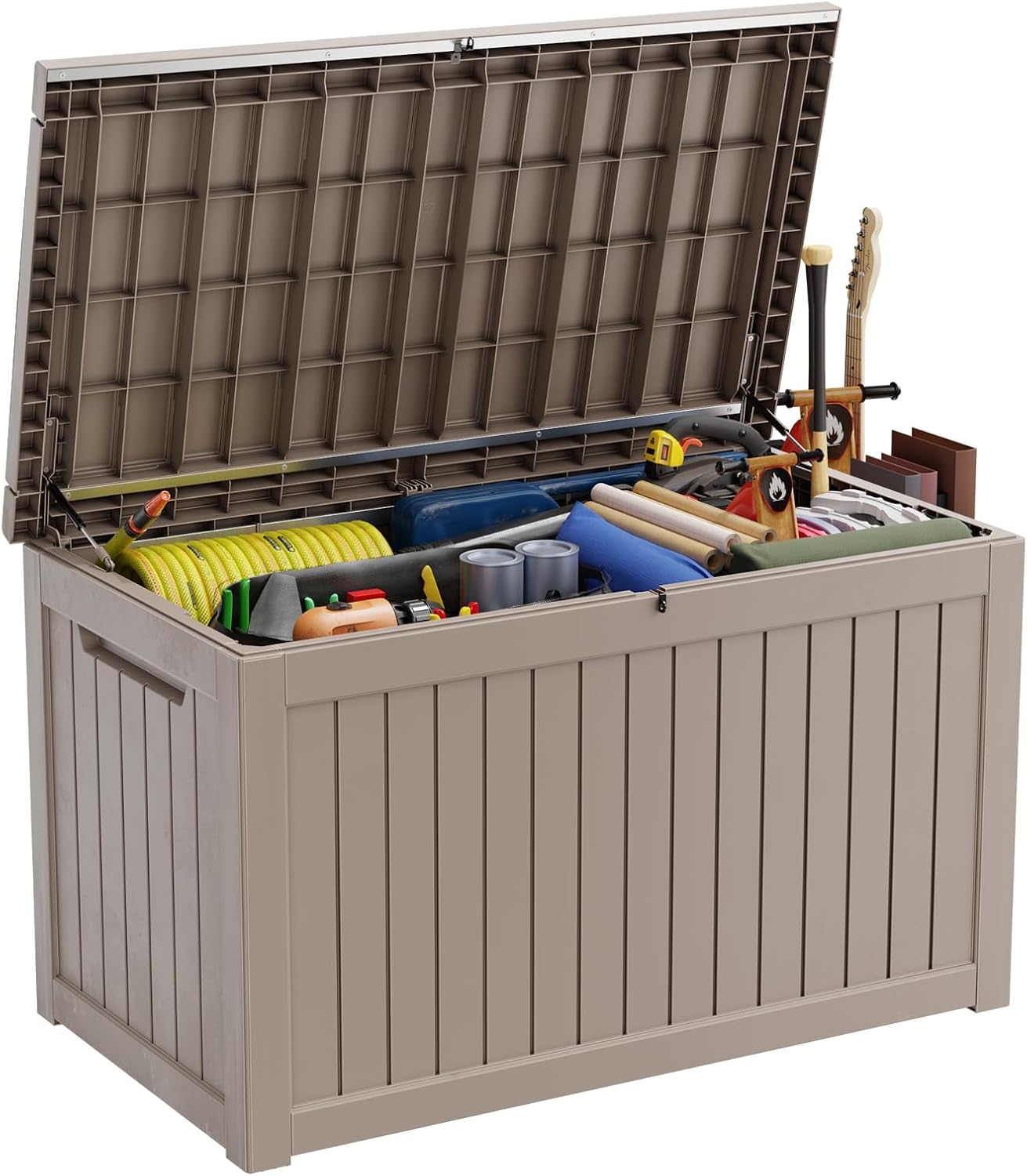 Outdoor Storage Box with Wheels – 75 Gallon Mobile Waterproof Resin Deck Box, Lockable Storage for Patio Cushions, Garden Tools, Pool Accessories – UV-Resistant Storage Bench for Backyard & Deck