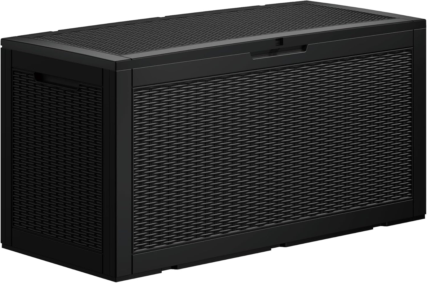 TARKARI 320 Gallon Lockable Resin Deck Box, Waterproof & UV-Resistant Outdoor Storage Box for Outdoor Cushion Storage, Garden Tools & Pool Accessories Storage, Black