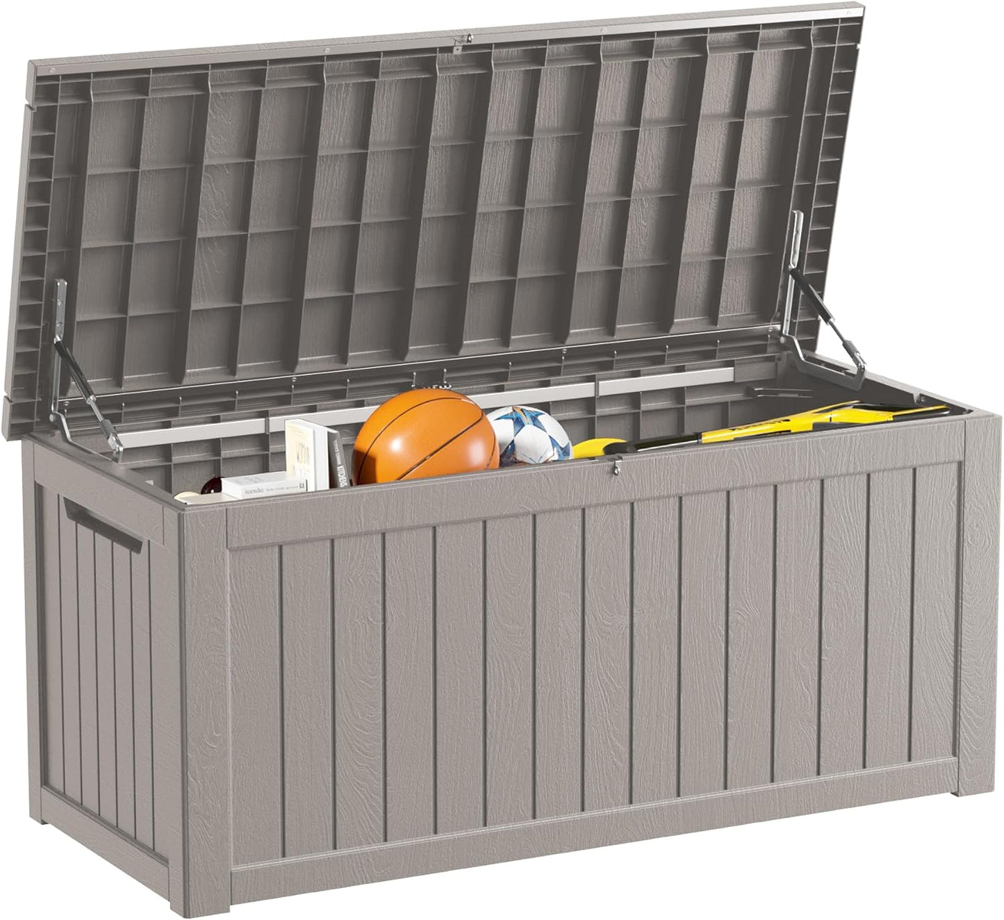 150 Gallon Outdoor Storage Box Waterproof Lockable Resin Deck Box Large, Patio Storage Bin for Pool Accessories Cushion Furniture, Garden Tools, UV-Resistant Outside Delivery Black