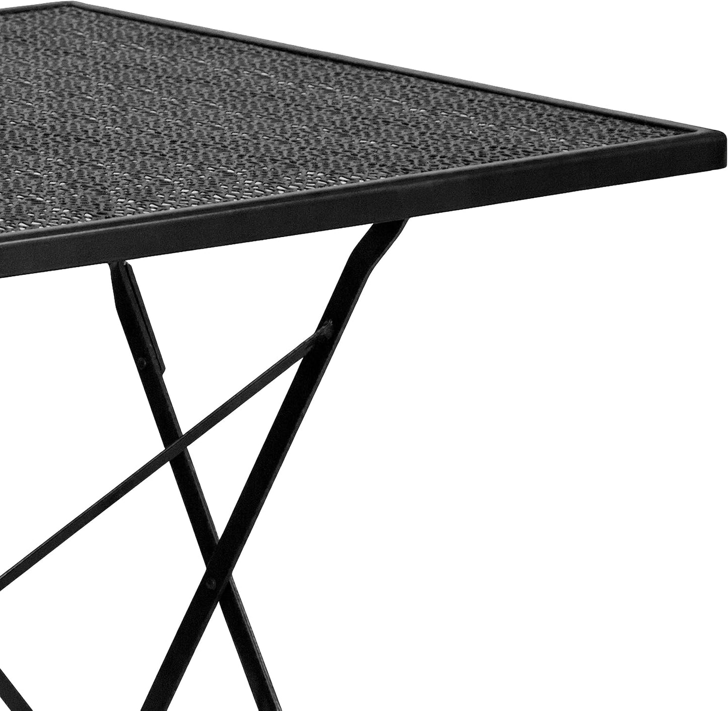 Flash Furniture Oia Commercial Grade 28" Square Black Indoor-Outdoor Steel Folding Patio Table