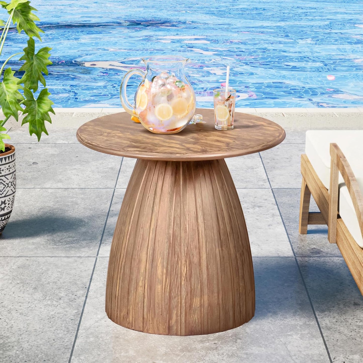 Round Metal Patio Outdoor Side Table, Steel Outdoor Accent Table, Black Small End Table Patio Furniture, for Garden, Pool, Yard, Balcony, Living Room, Deck, Weather Resistant, No Assembly