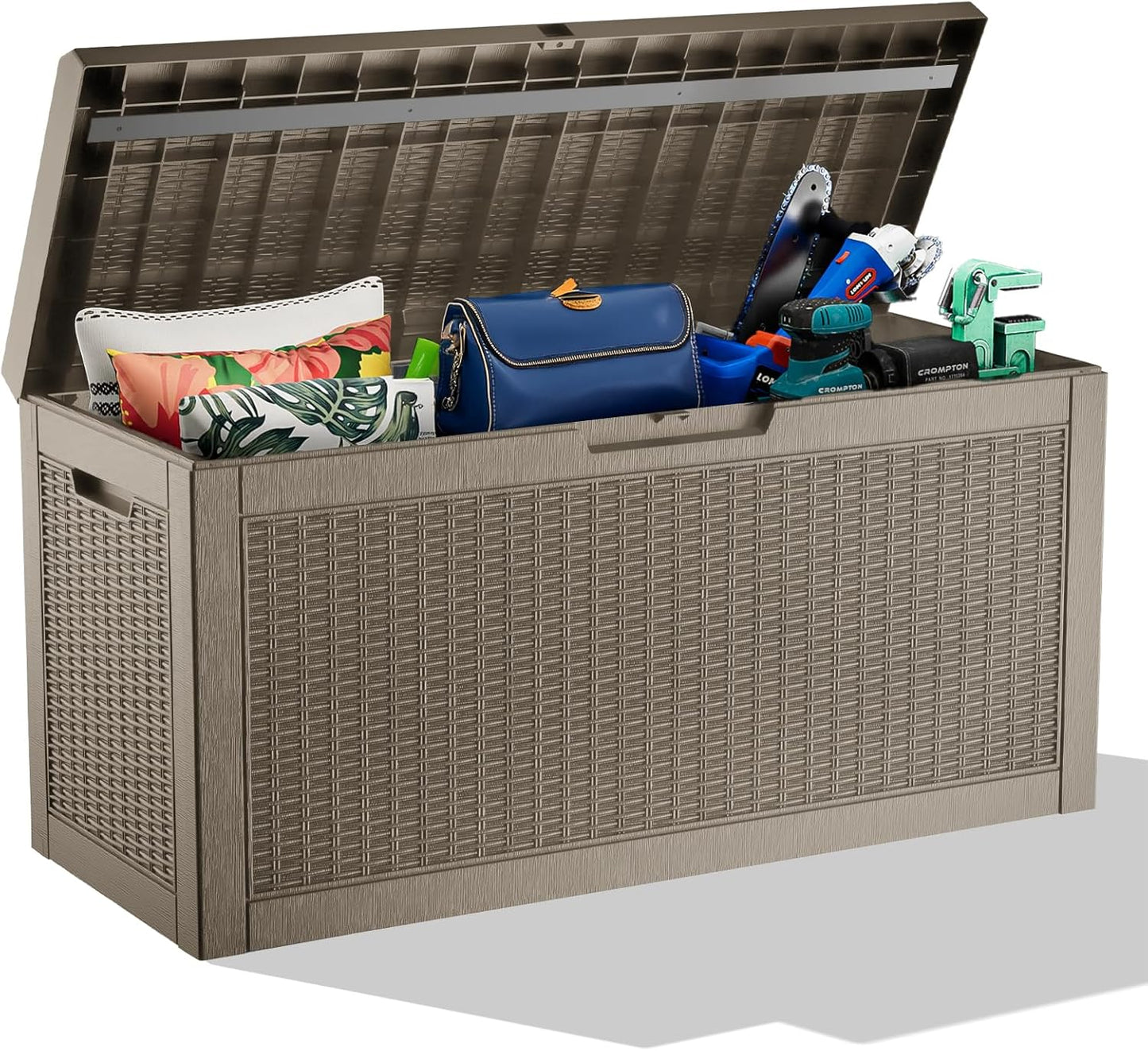 Outdoor Storage Box with Wheels – 75 Gallon Mobile Waterproof Resin Deck Box, Lockable Storage for Patio Cushions, Garden Tools, Pool Accessories – UV-Resistant Storage Bench for Backyard & Deck